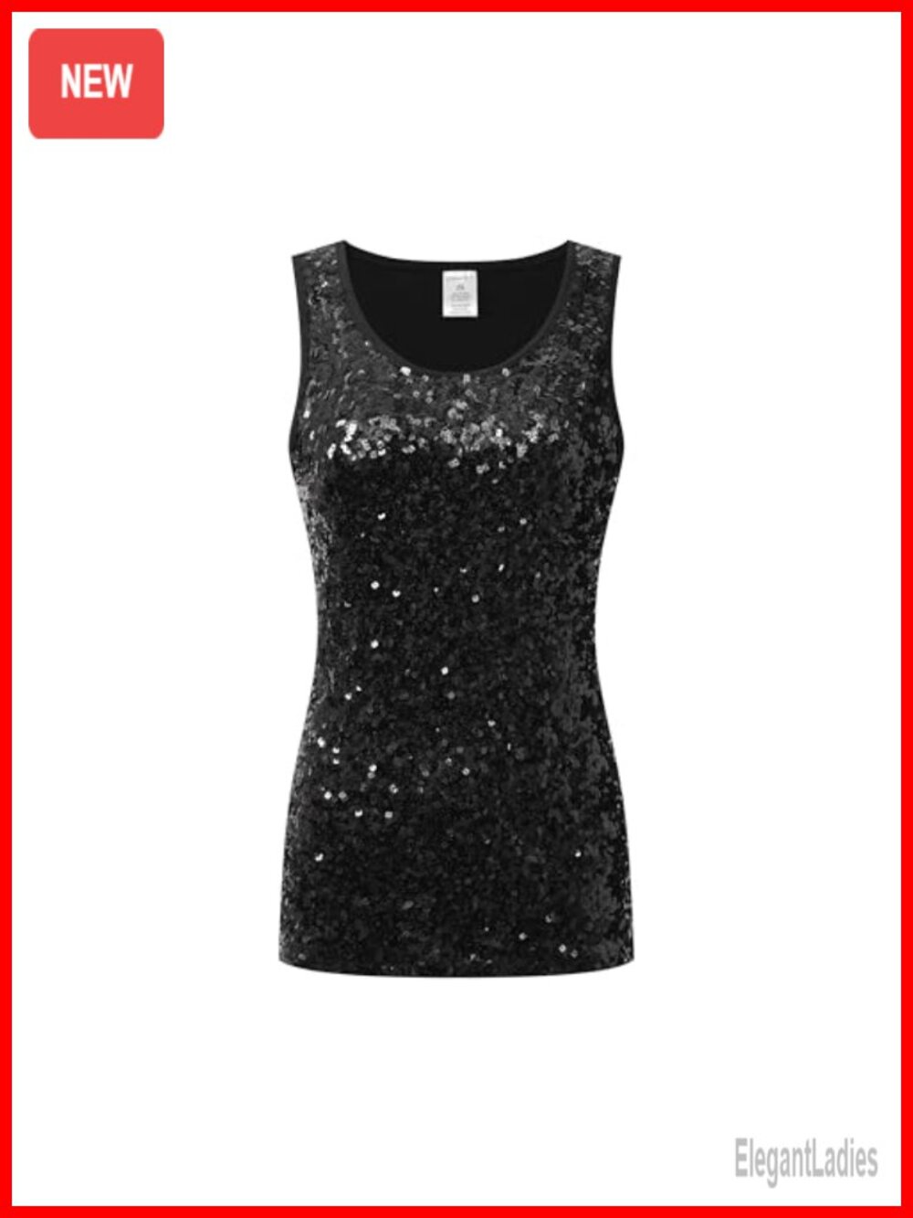 Glitter Sequin Tank Top Sleeveless Scoop Neck Party Top